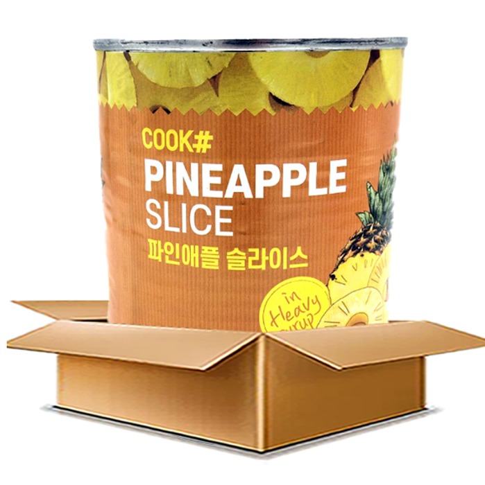 쿡샵 파인애플 슬라이스 캔 박스 (836g x 12개입) 과일 통조림 칵테일 디저트