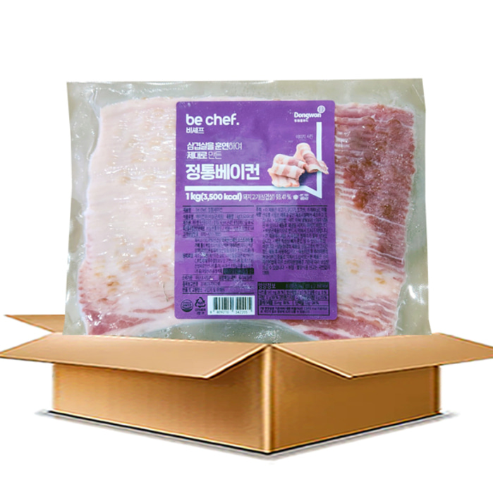 동원홈푸드 비셰프 정통베이컨 (1kg x 10개입) 무료 아이스포장 돼지고기 삼겹살 훈연
